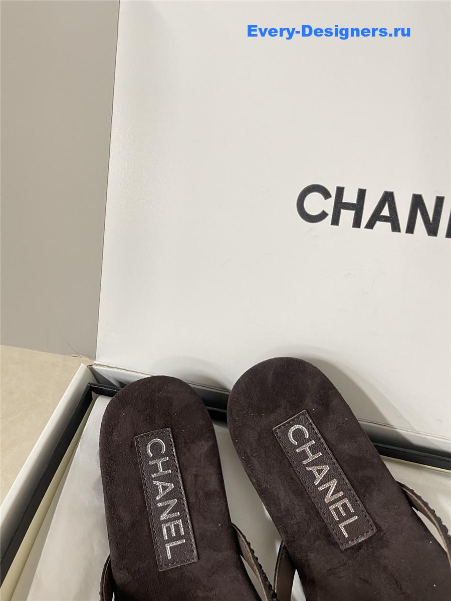 Ch**el brown suede flip flops