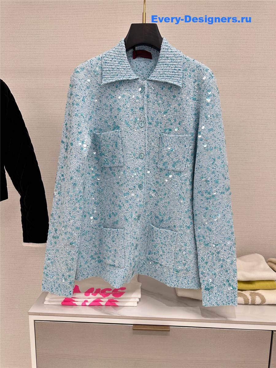 Gvc*1 tweed blend polo cardigan in turquoise