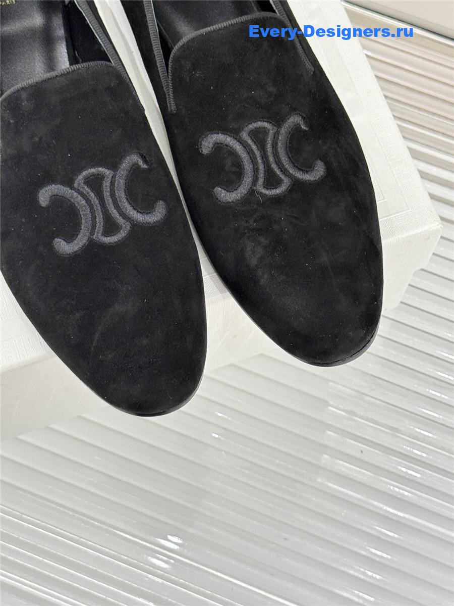 Ce1i*e logo-embroidered suede loafers womens