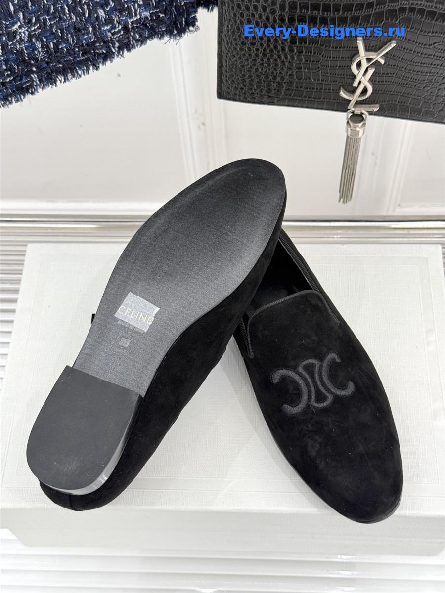 Ce1i*e logo-embroidered suede loafers womens