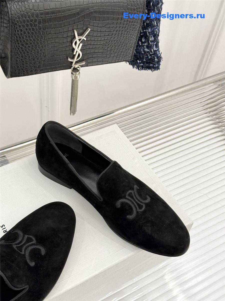 Ce1i*e logo-embroidered suede loafers womens
