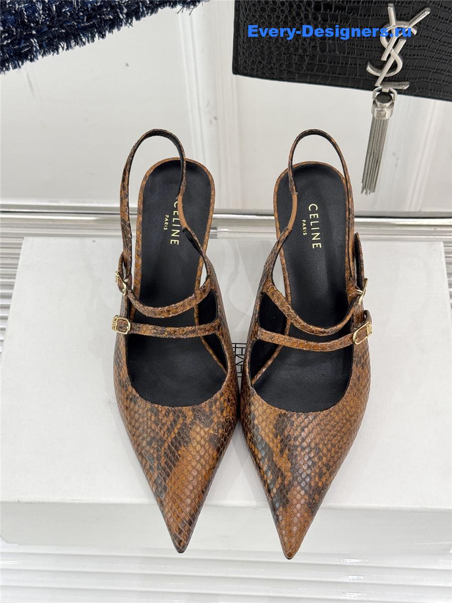 Ce1i*e snake leather slingback pumps
