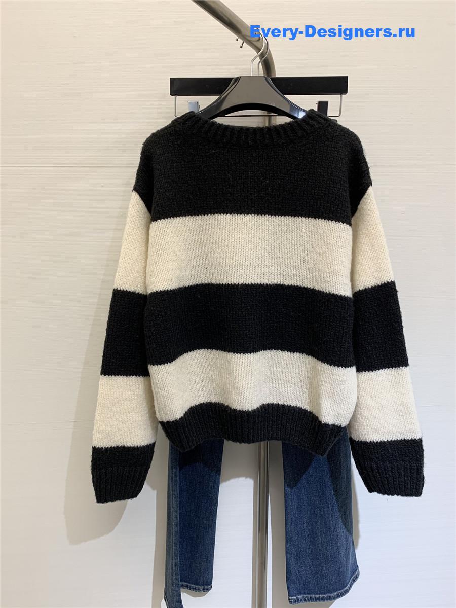 Ce1i*e stripe crew neck knit sweater
