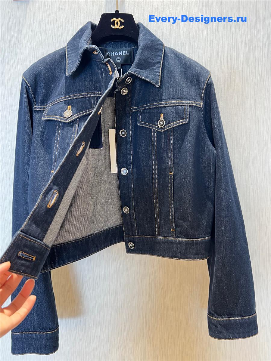Ch**el dark blue washed denim jumpsuit set
