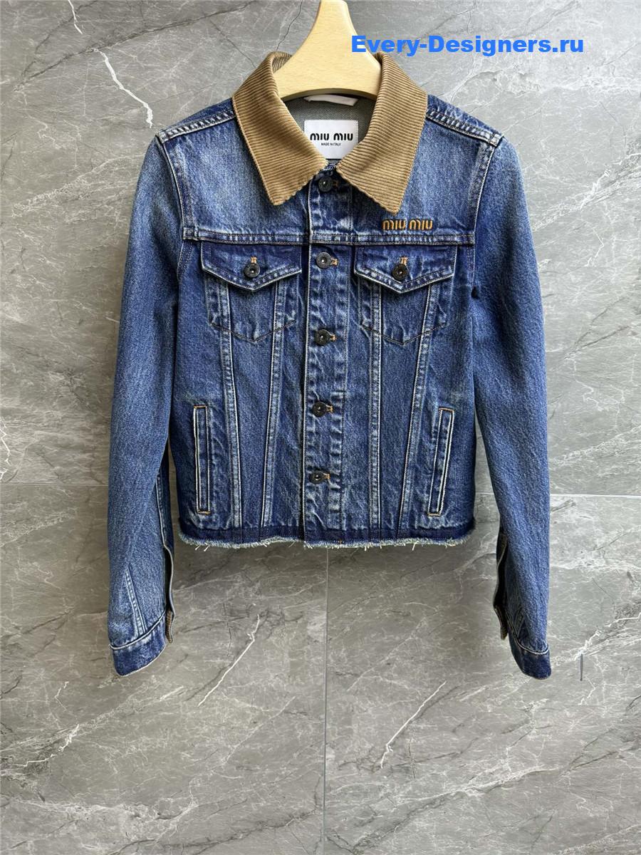 Miu Miu Navy Denim Blouson Jacket