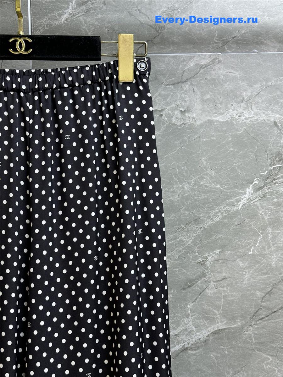 Ch**el black white polka dot silk pants