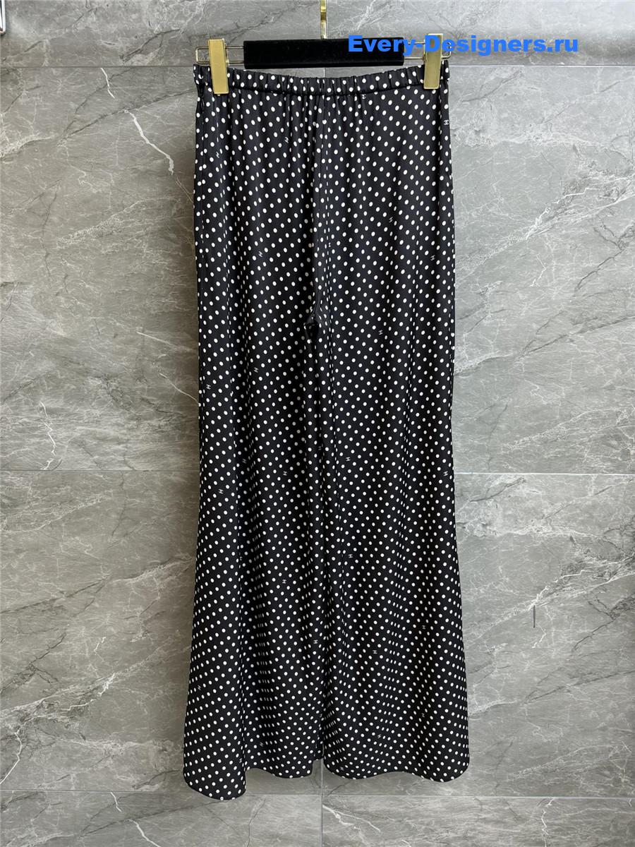Ch**el black white polka dot silk pants