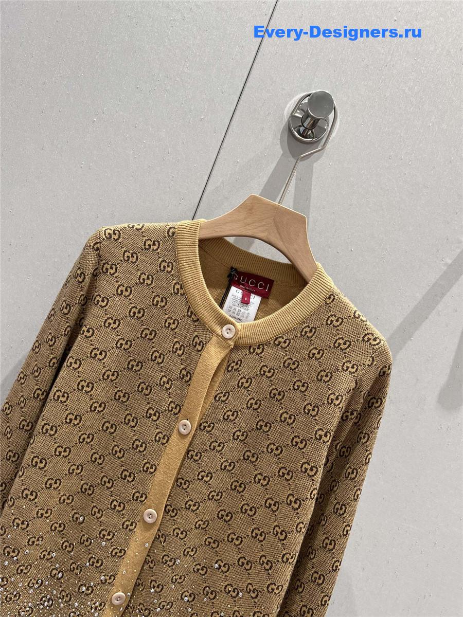 Gvc*1 gg letter rhinestone knitted cardigan