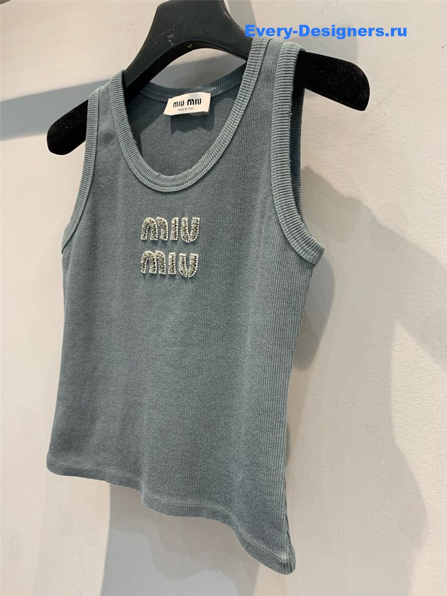 Miu Miu Rhinestone Logo Lettering Vest