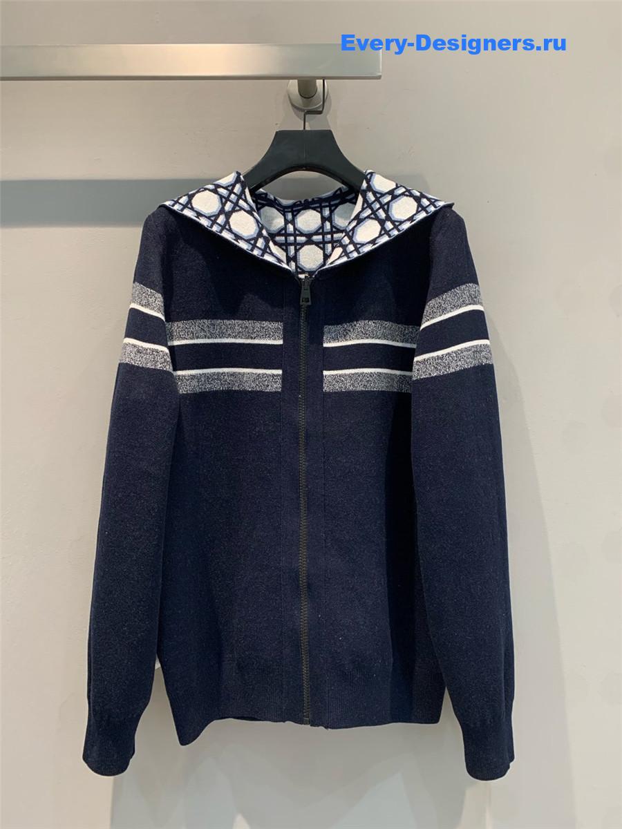 D10r oblique print double cashmere cardigan
