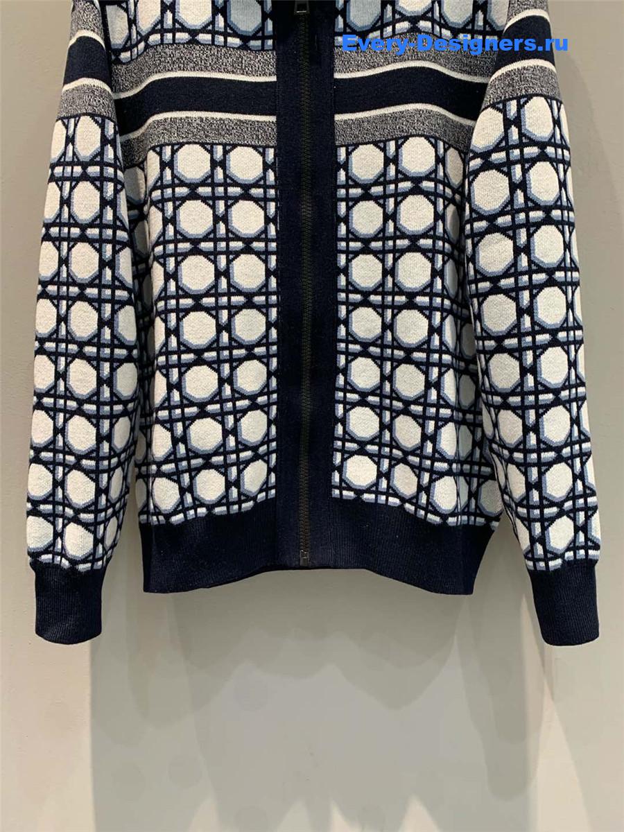 D10r oblique print double cashmere cardigan