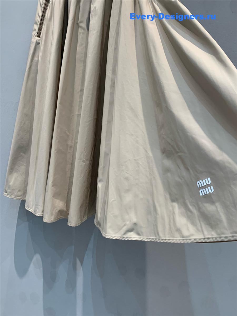 Miu Miu Clay Grey Technical Fabric Skirt