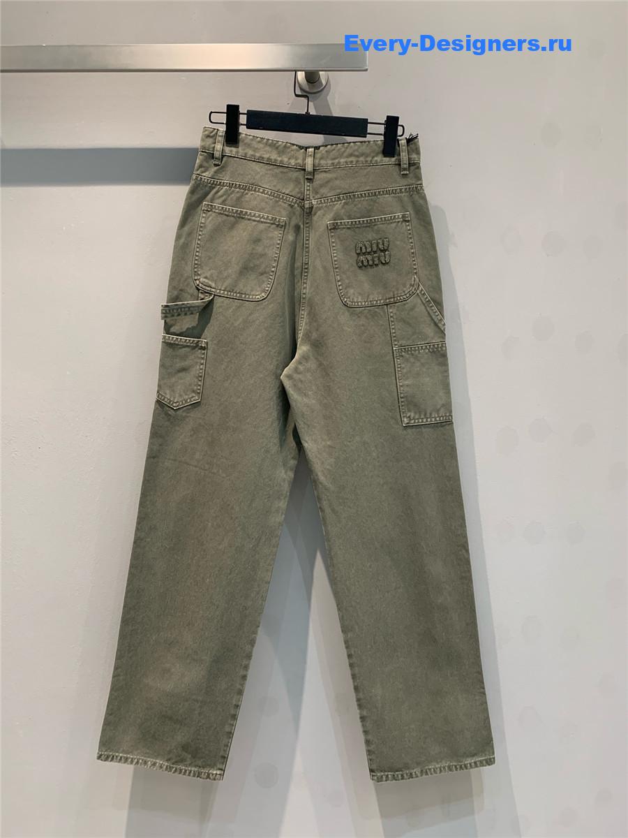 Miu Miu Washed Army Green Jeans