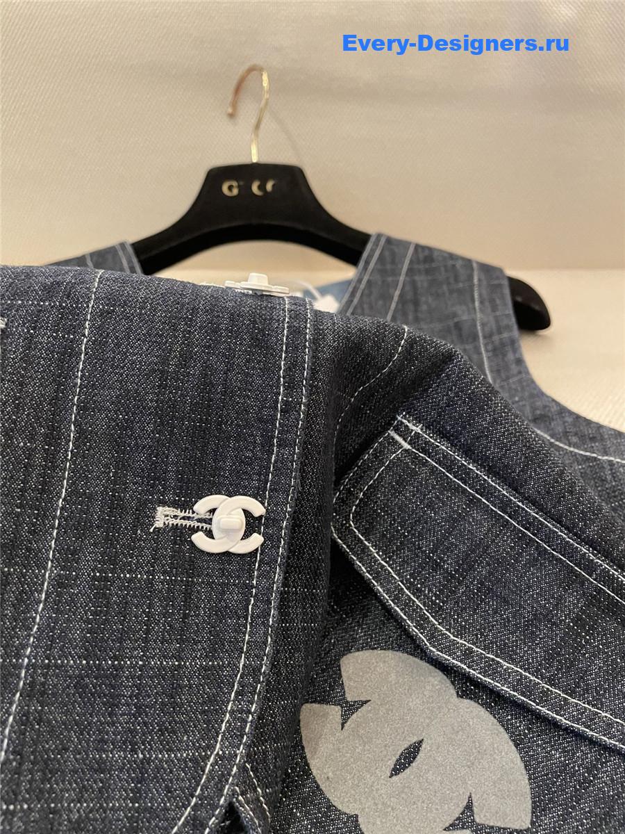 Ch**el logo blue denim vest