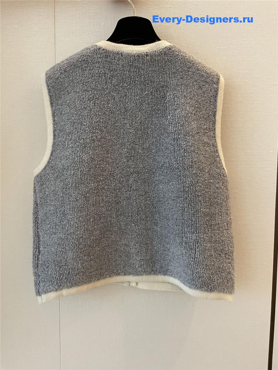 Ch**el logo grey wool vest