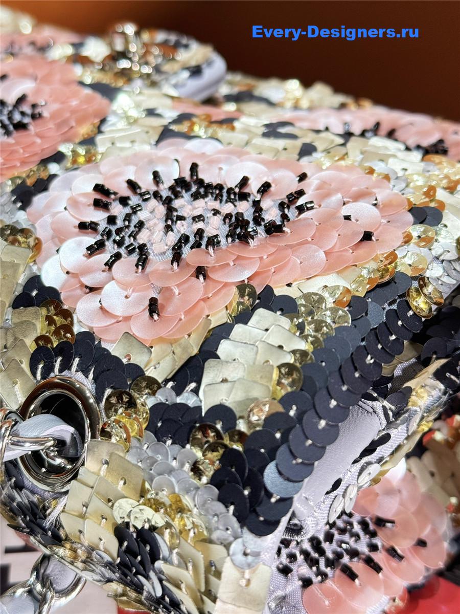 Ch**el 25 sequin glass pearl cf flap bag