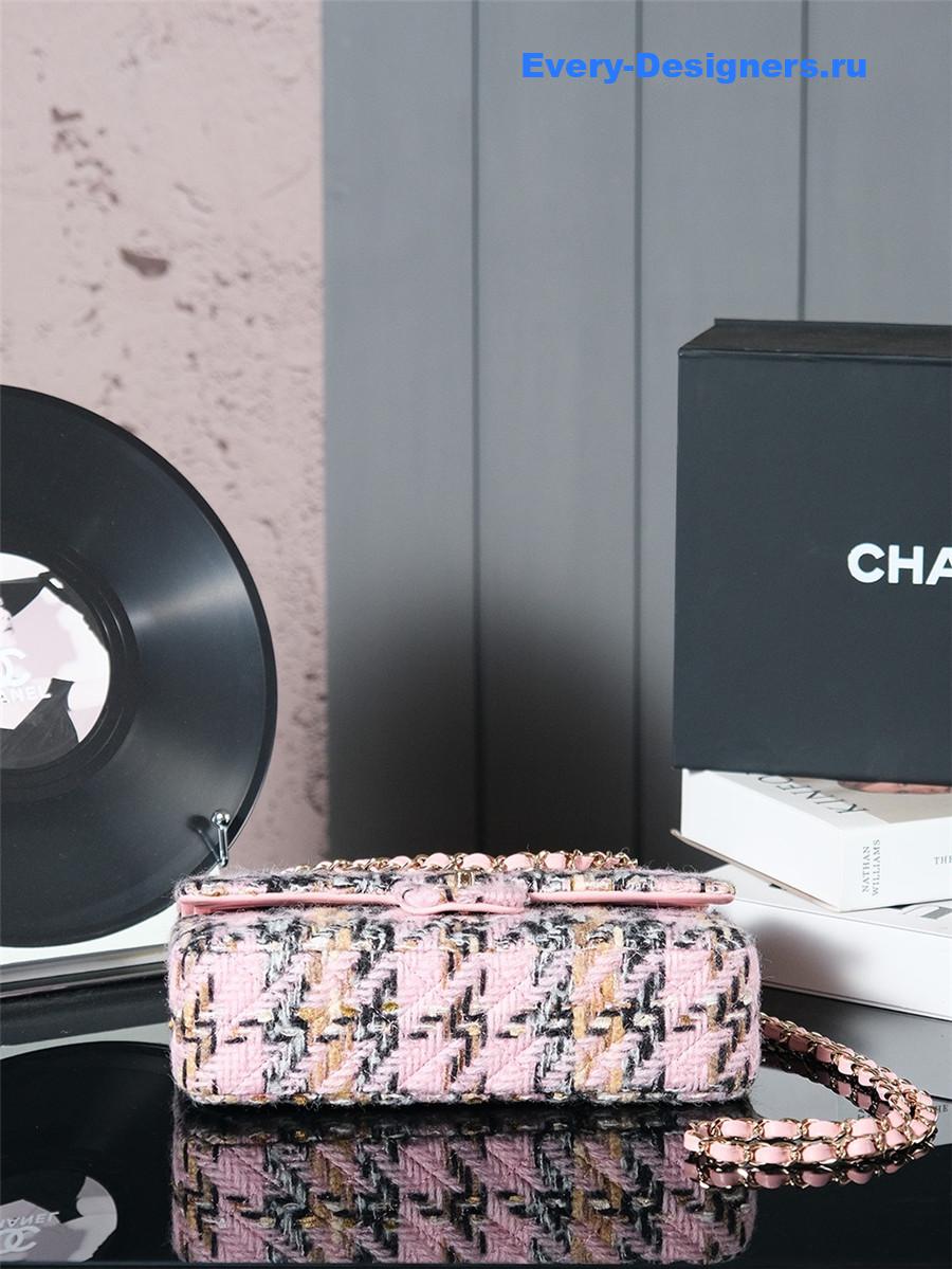 Ch**el black pink tweed flap bag