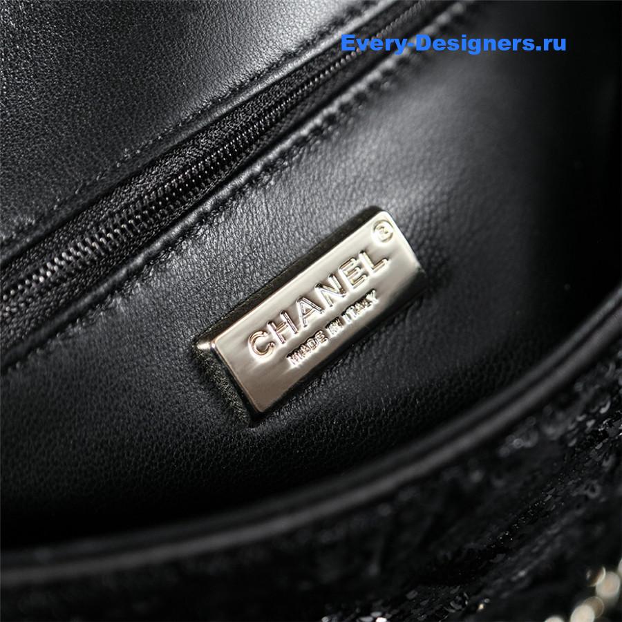 Ch**el logo black sequin bag