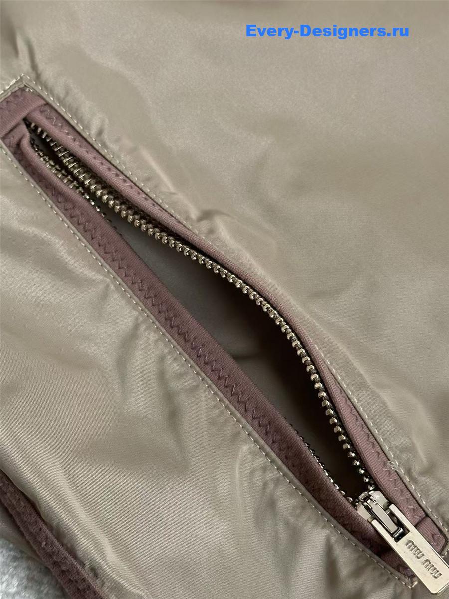 Miu Miu Clay Grey Technical Fabric Blouson Jacket