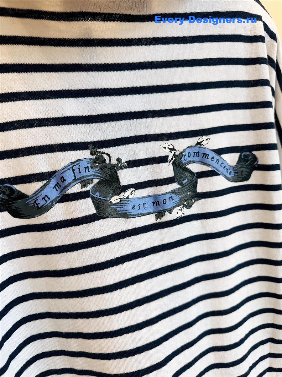 D10r striped hooded knitted top