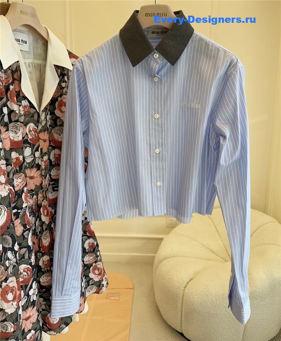 Miu Miu Logo Striped Shirt