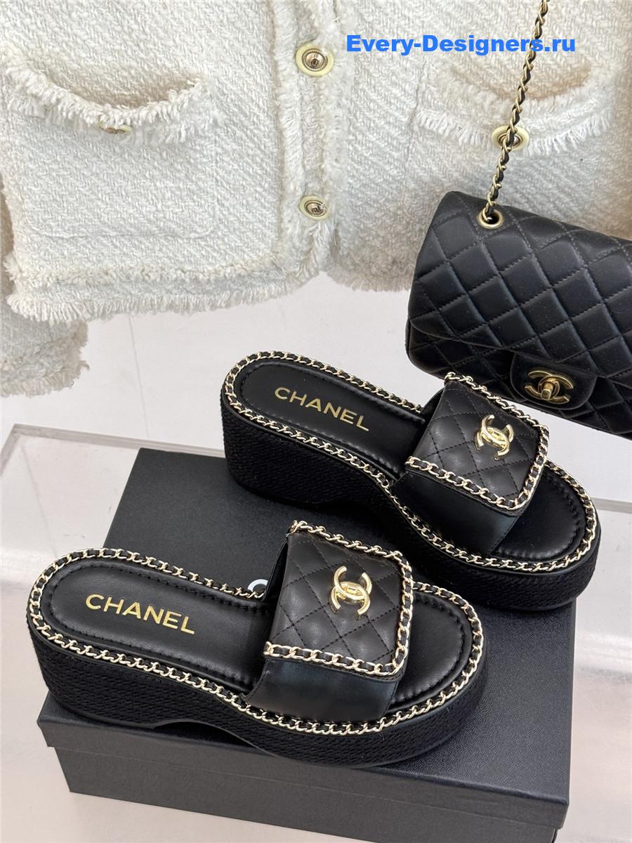ch**el D1am0nd chain platform slippers