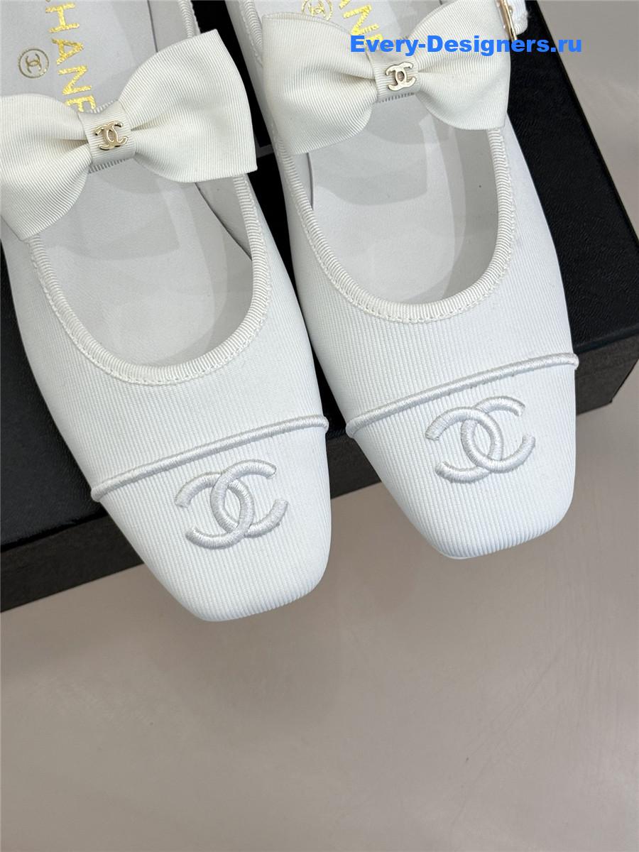 Ch**el white bow mary janes