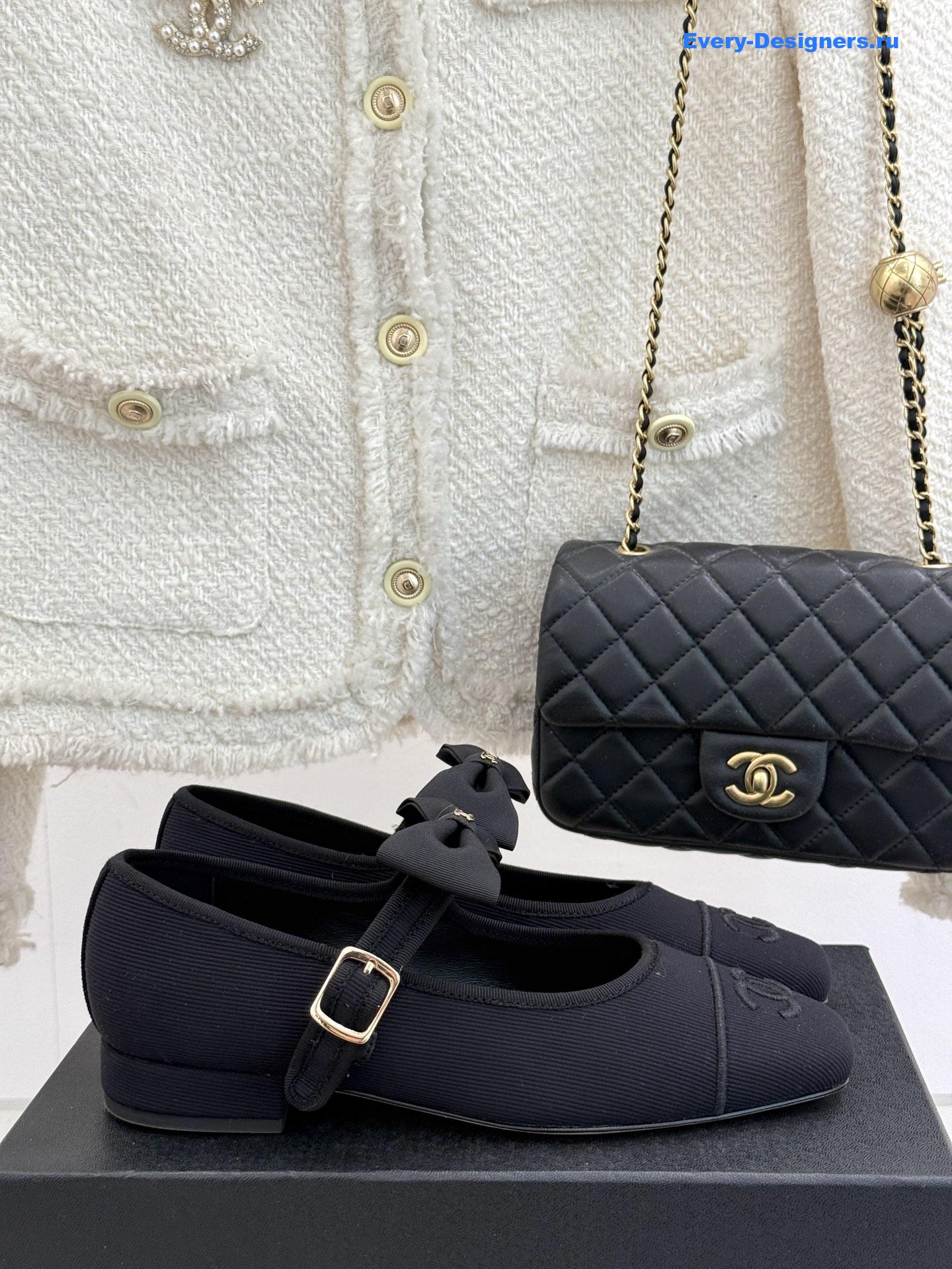 Ch**el black bow mary janes