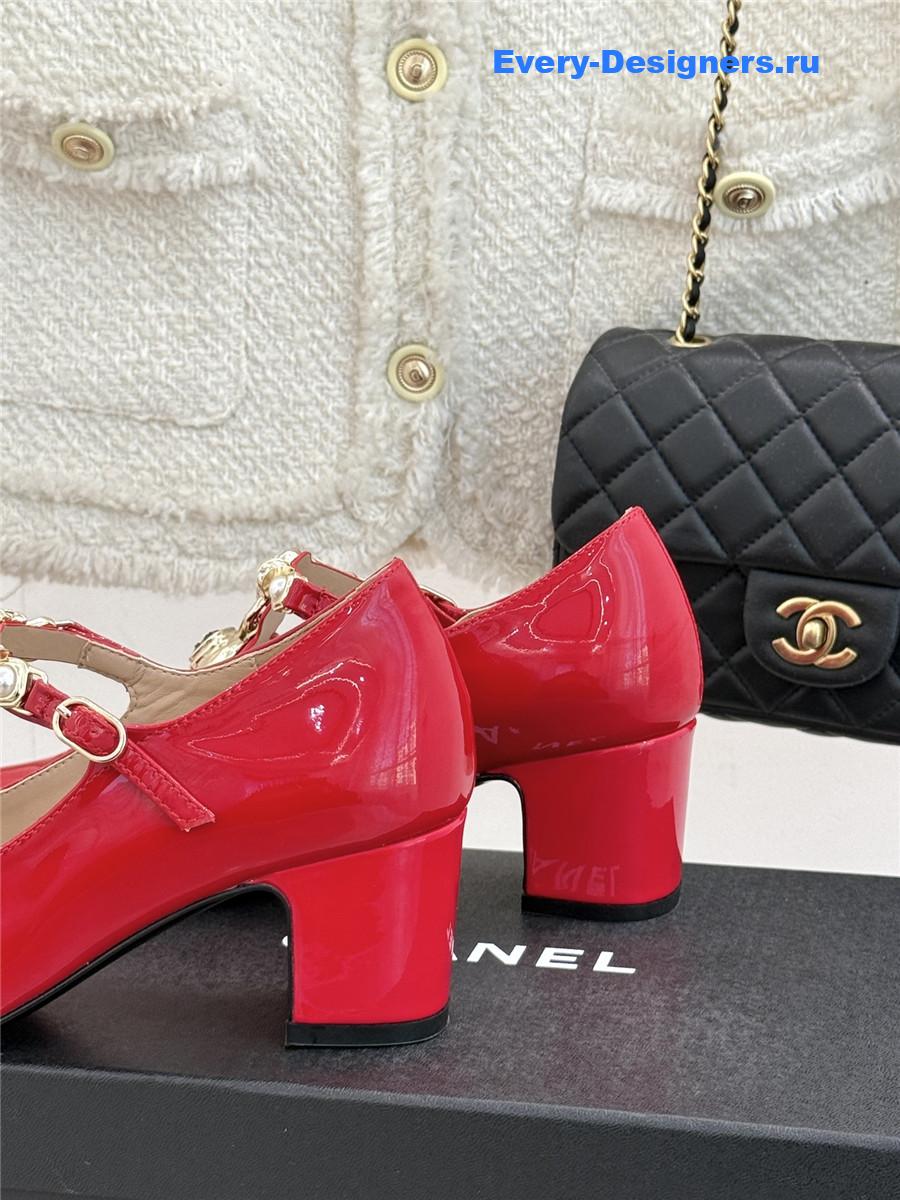 Ch**el chunky heels mary jane pumps red