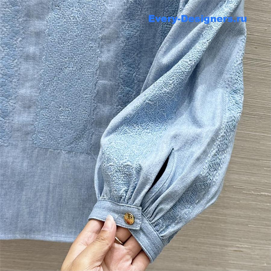 Ce1i*e arc de triomphe embroidered denim shirt