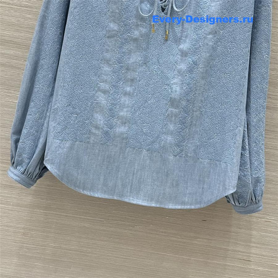 Ce1i*e arc de triomphe embroidered denim shirt
