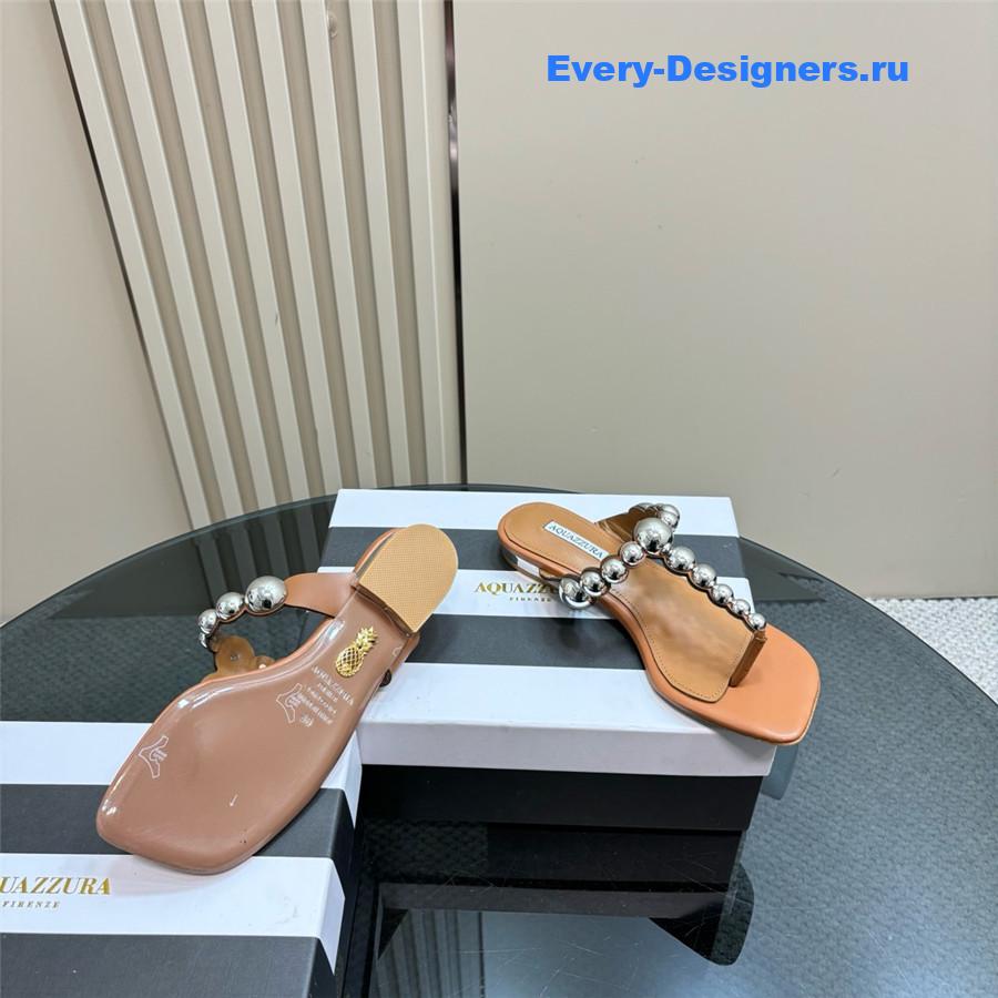 Aquazzura Women’s Flat Flip Flops Brown