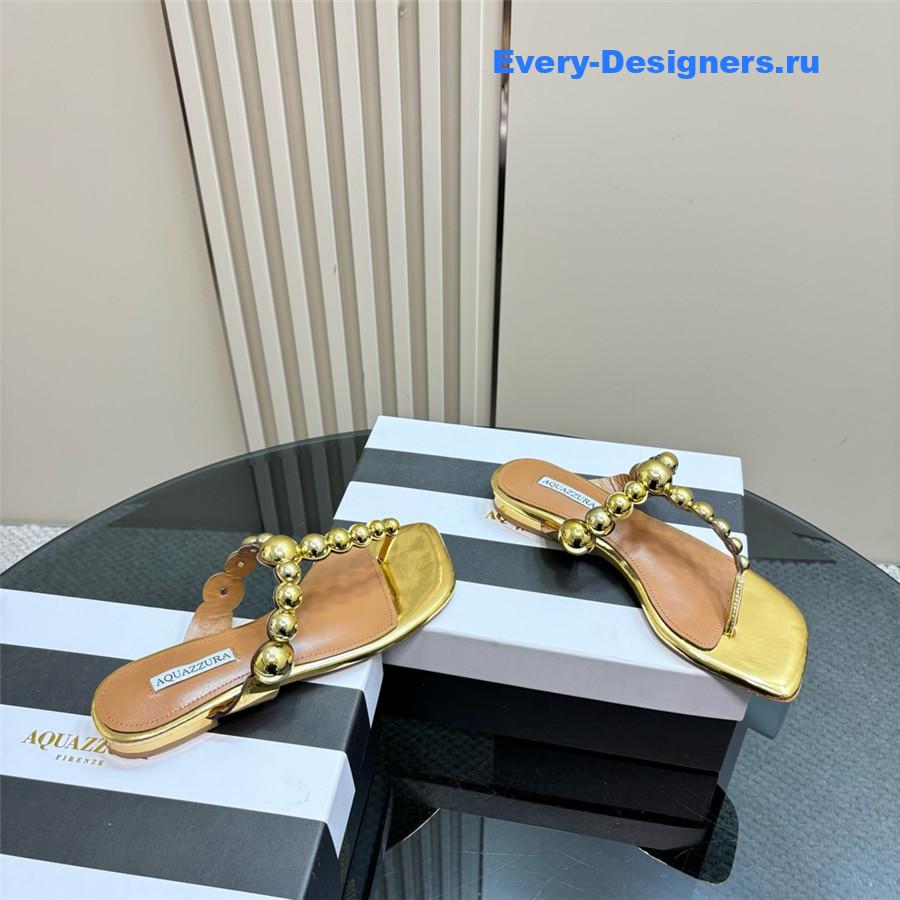 Aquazzura Women’s Flat Flip Flops Gold