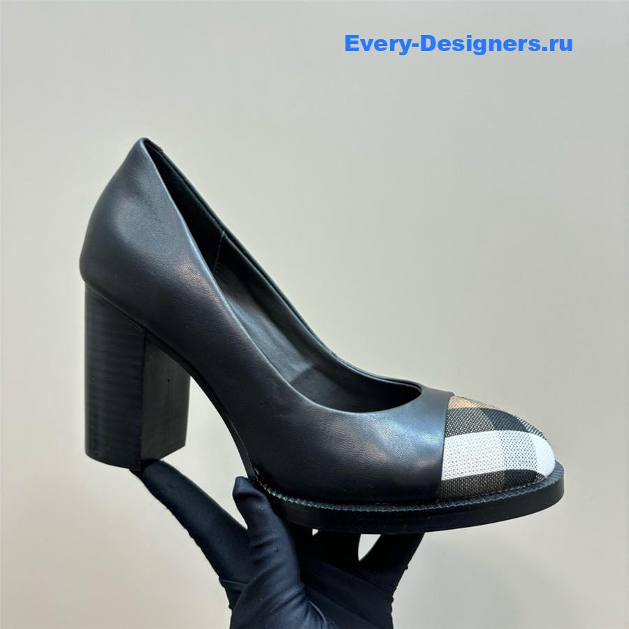 Bv*b*rry black leather pumps