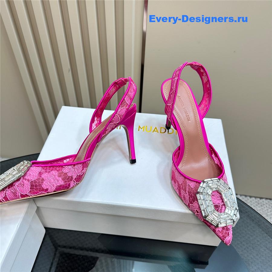 Amina Muaddi Camelia Satin Pumps