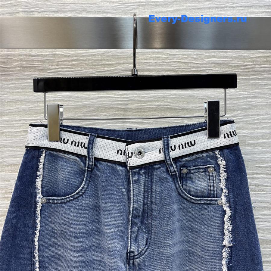Miu Miu Raw Edge Patchwork Tailored Jeans