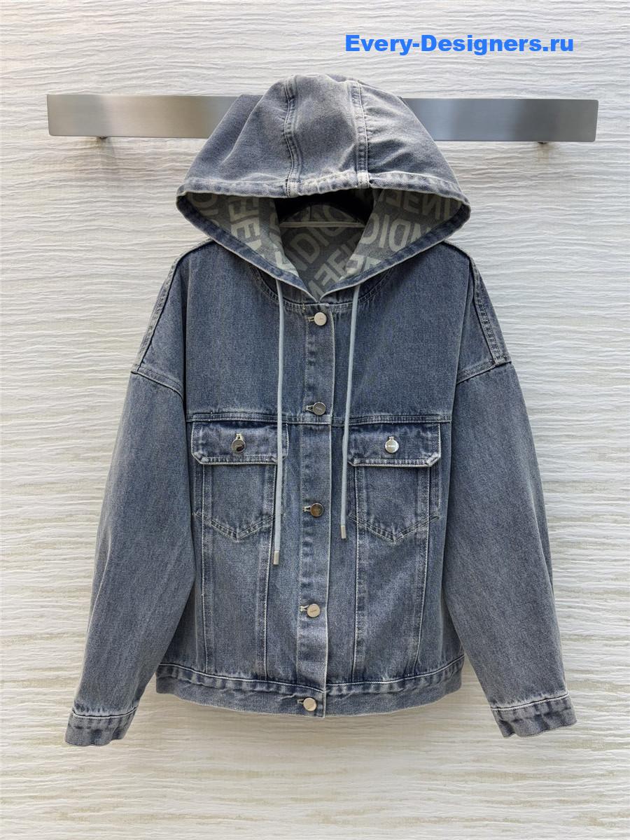 F**di logo print hooded denim jacket
