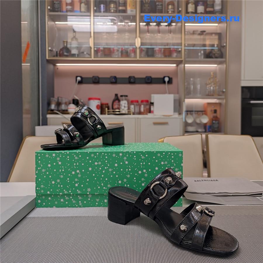Ba1en*iaga black buckled mule heeled sandals
