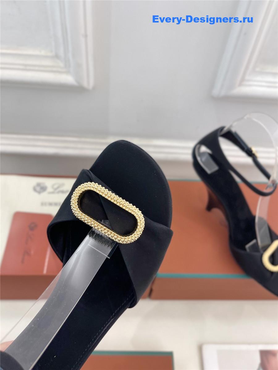 L0r0 P1ana metal buckle high heel sandals black