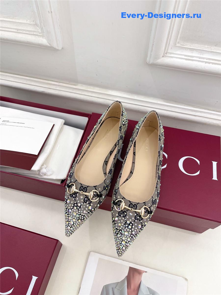 Gvc*1 horsebit gg canvas slingback flats