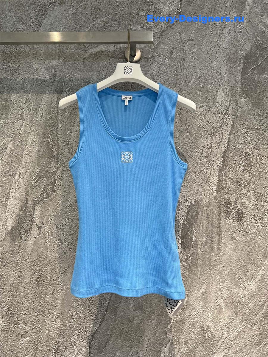 L0ew* embroidered ribbed tank top blue
