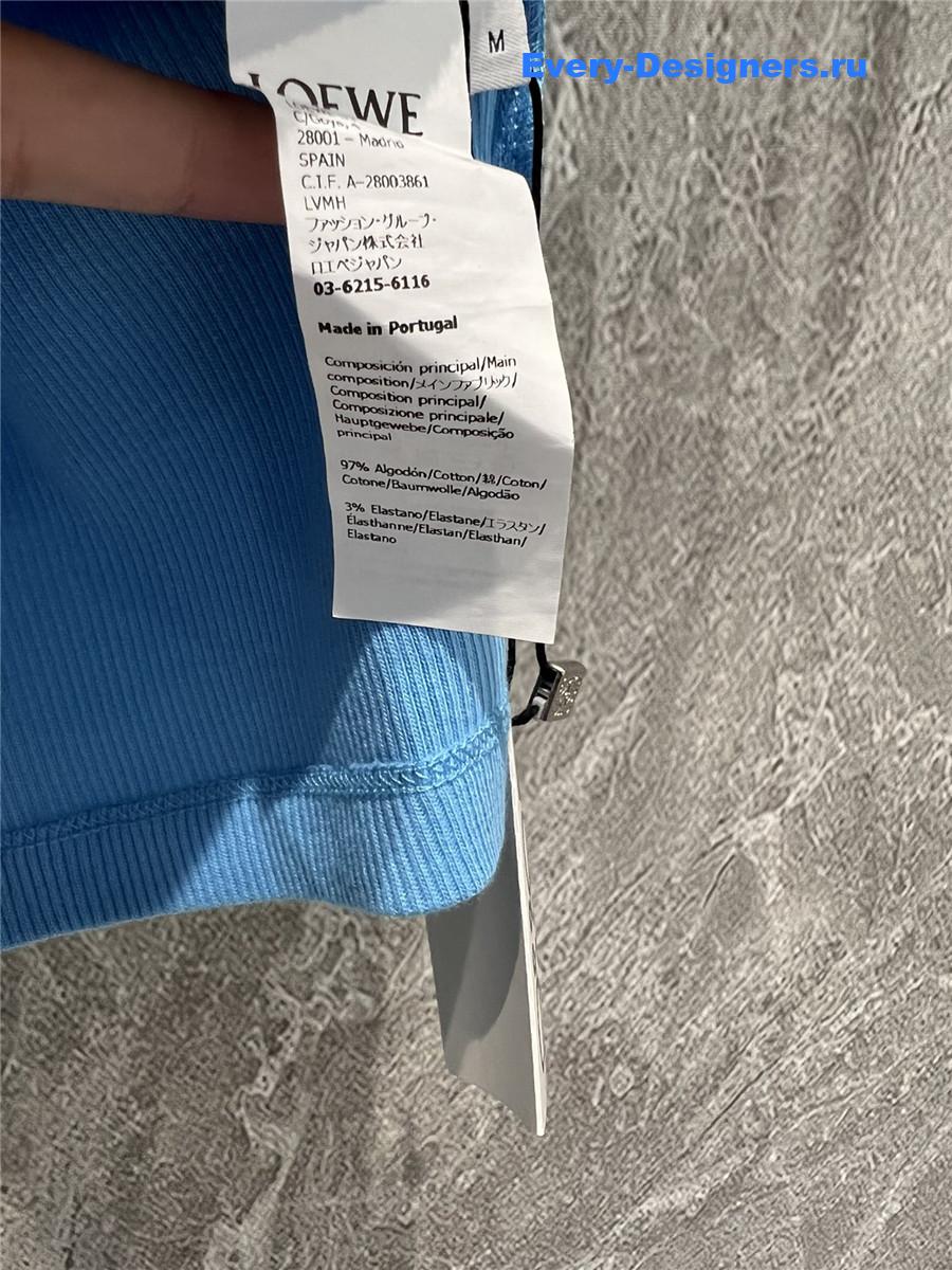 L0ew* embroidered ribbed tank top blue