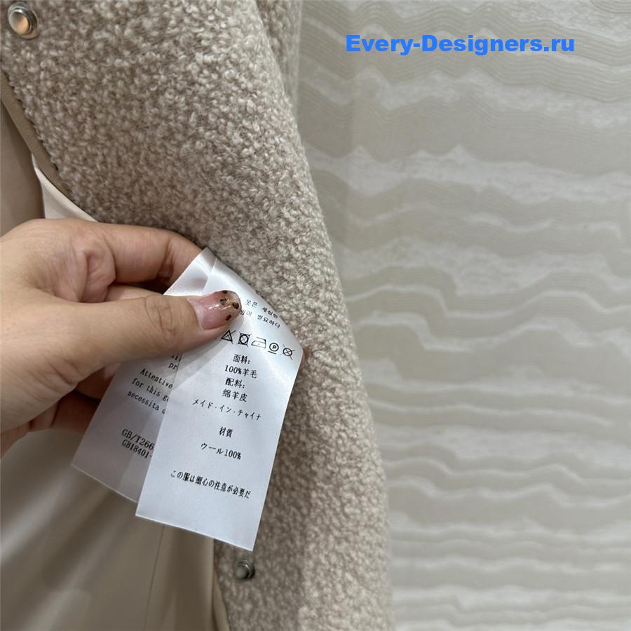 Pra*a woolen sheepskin trim coat