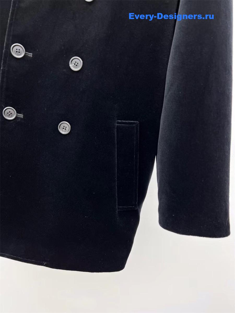 Sa1nt Lau*nt crystal-embellished velvet coat