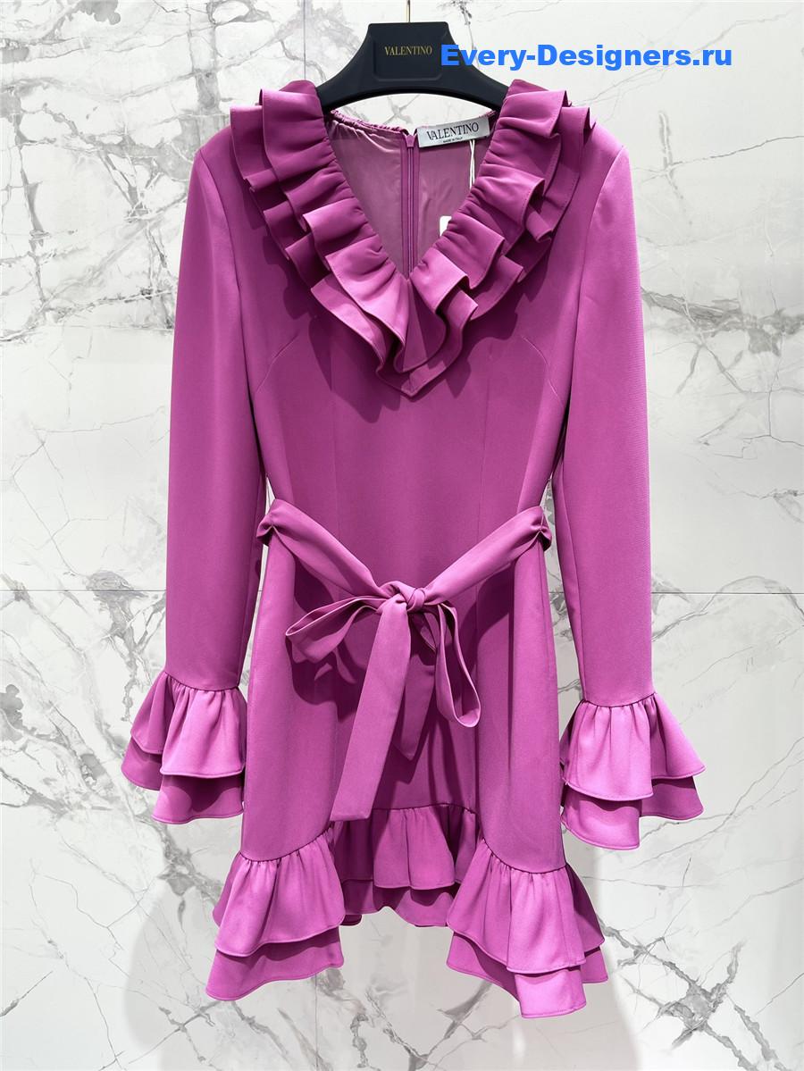 Va1e*ntin0 v-neck ruffle dress purple