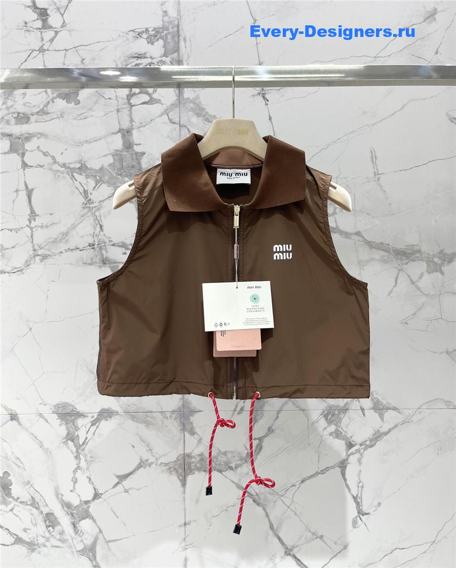 Miu Miu Logo-Print Crop Top Brown