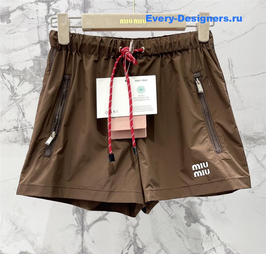 Miu Miu Brown Technical-Fabric Shorts