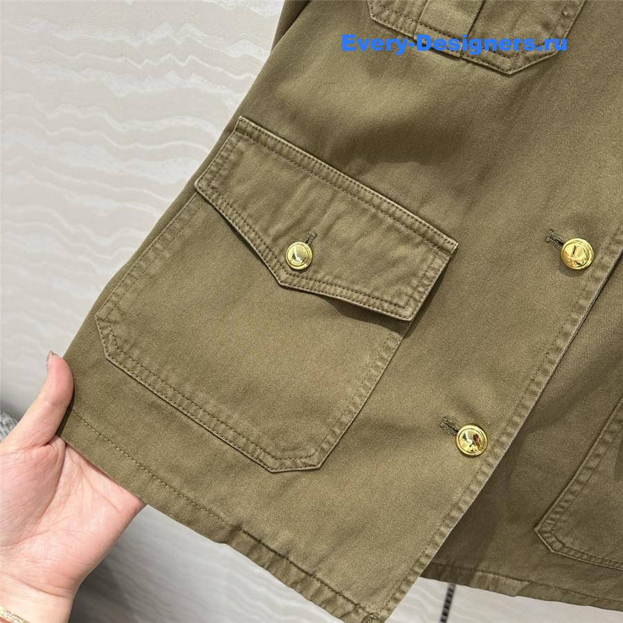 Miu Miu Olive Green Cotton Satin Jacket