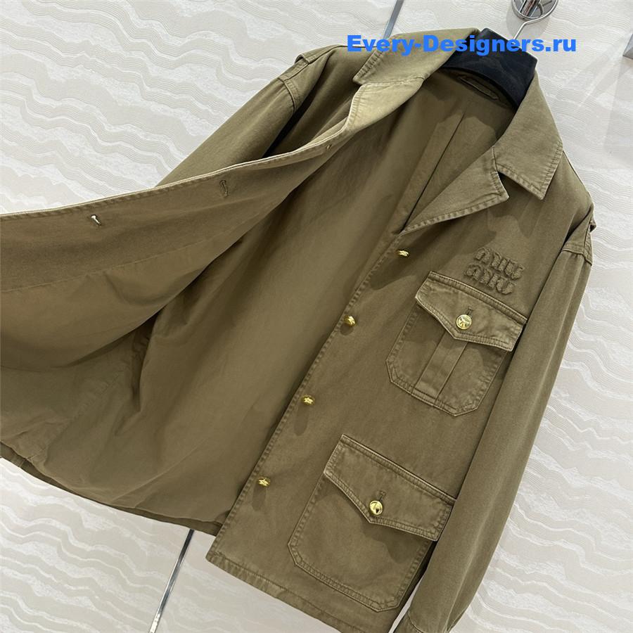Miu Miu Olive Green Cotton Satin Jacket