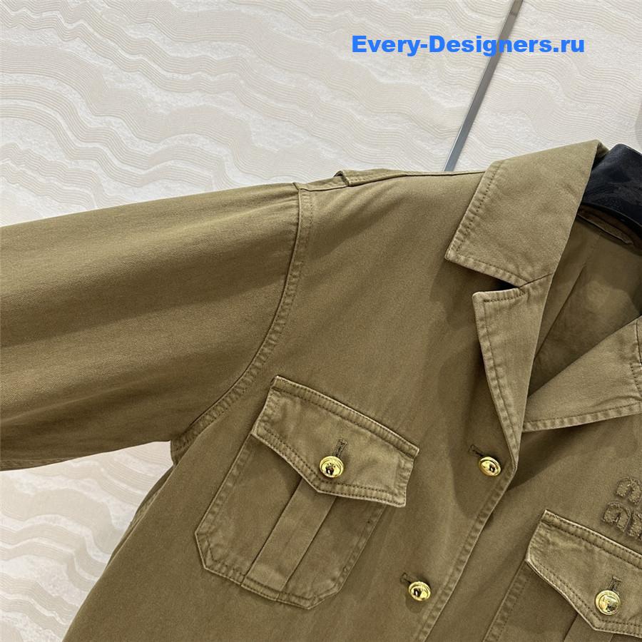 Miu Miu Olive Green Cotton Satin Jacket